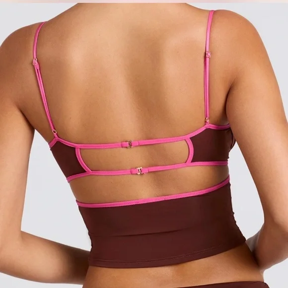 Oh Polly Brown and Pink Strappy Bralette - Picture 2 of 4